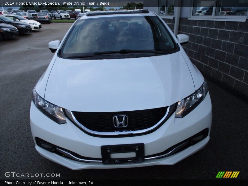 White Orchid Pearl / Beige 2014 Honda Civic EX-L Sedan