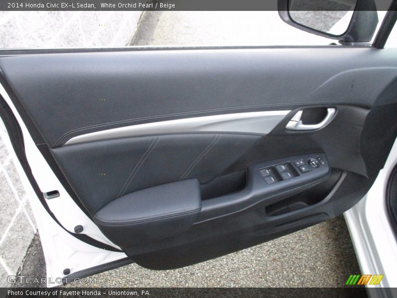 White Orchid Pearl / Beige 2014 Honda Civic EX-L Sedan