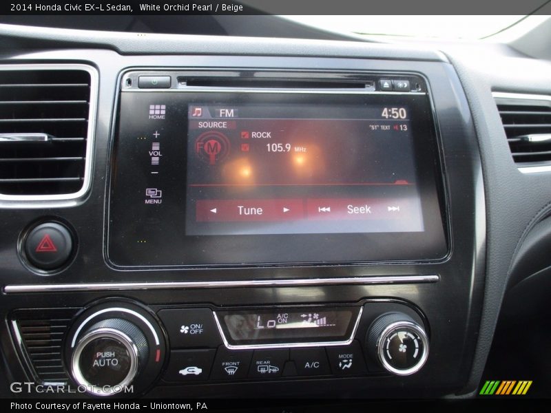 White Orchid Pearl / Beige 2014 Honda Civic EX-L Sedan