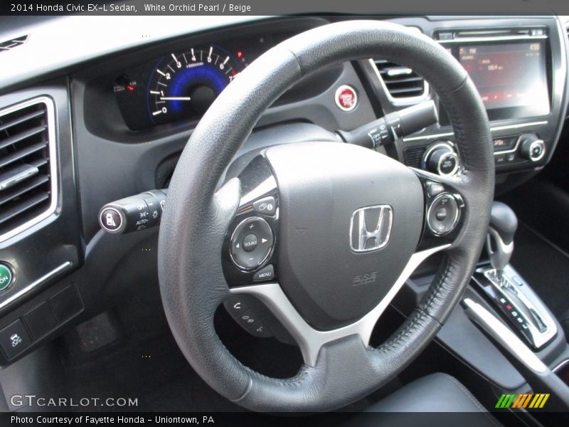 White Orchid Pearl / Beige 2014 Honda Civic EX-L Sedan