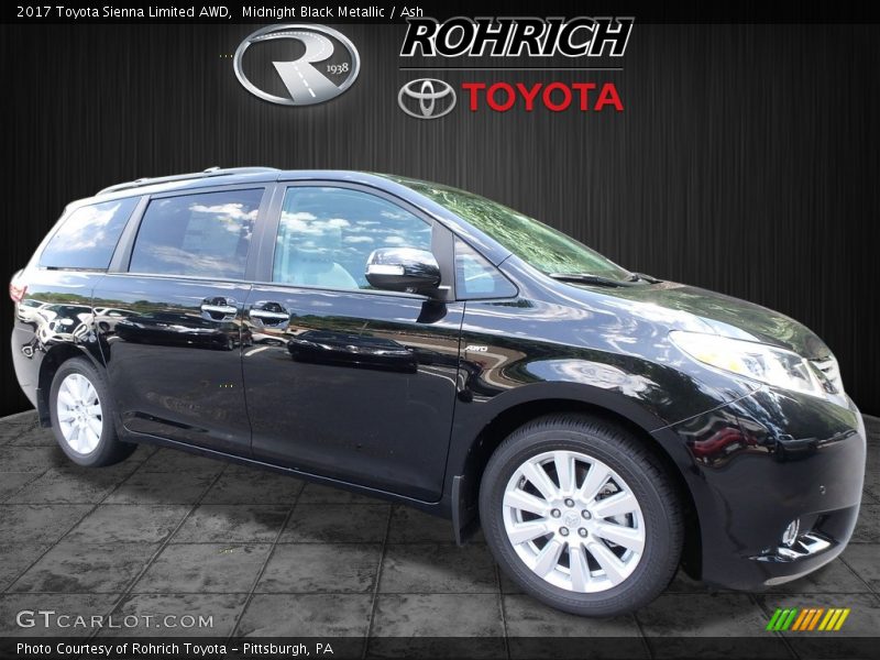 Midnight Black Metallic / Ash 2017 Toyota Sienna Limited AWD