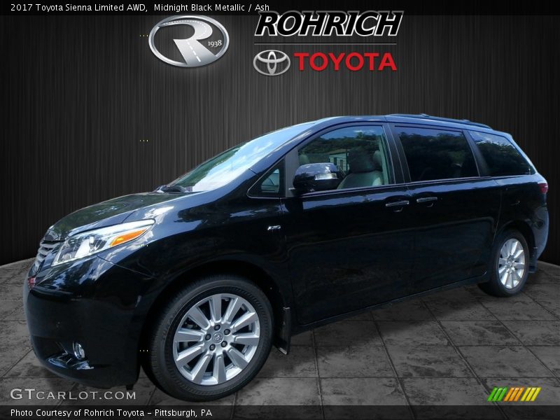 Midnight Black Metallic / Ash 2017 Toyota Sienna Limited AWD