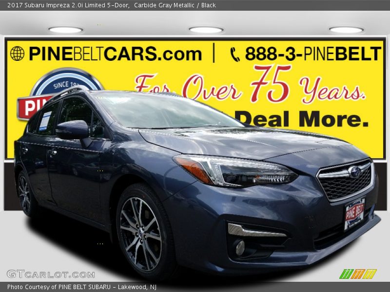 Carbide Gray Metallic / Black 2017 Subaru Impreza 2.0i Limited 5-Door