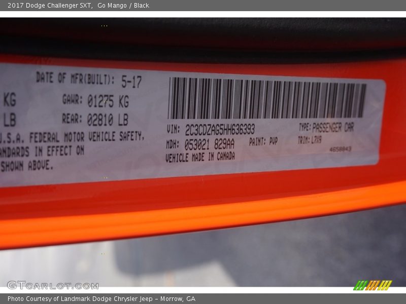 Go Mango / Black 2017 Dodge Challenger SXT