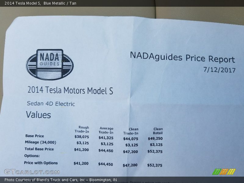 Blue Metallic / Tan 2014 Tesla Model S