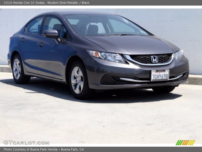 Modern Steel Metallic / Black 2014 Honda Civic LX Sedan