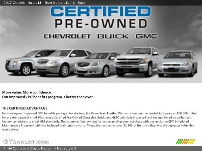 Silver Ice Metallic / Jet Black 2017 Chevrolet Malibu LT