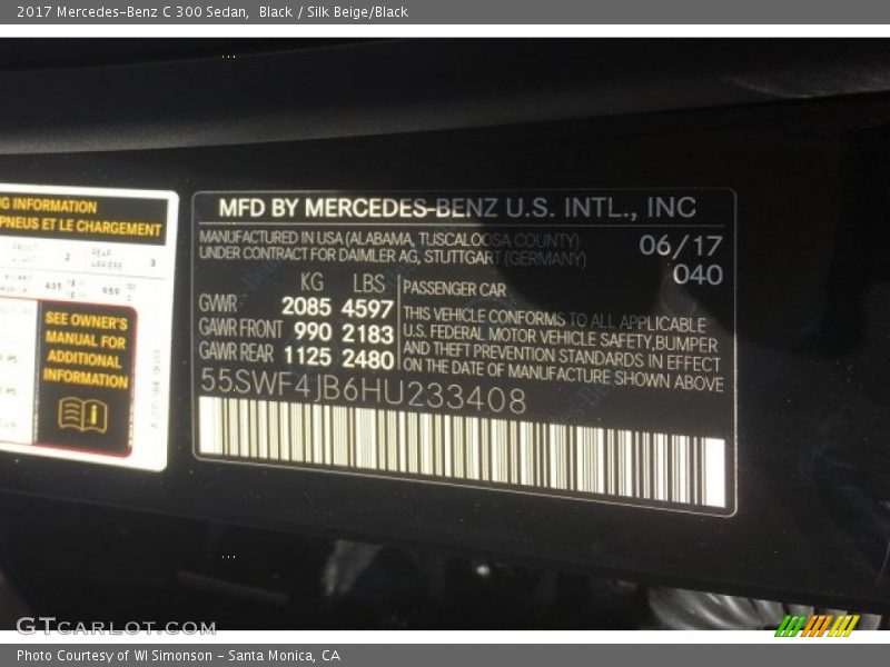 Black / Silk Beige/Black 2017 Mercedes-Benz C 300 Sedan