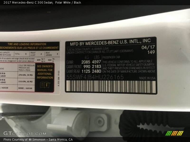 Polar White / Black 2017 Mercedes-Benz C 300 Sedan