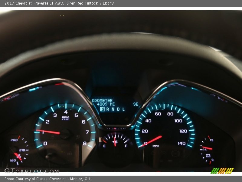 Siren Red Tintcoat / Ebony 2017 Chevrolet Traverse LT AWD