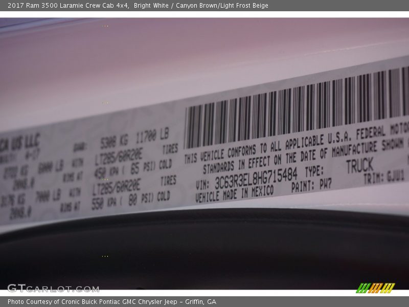 Bright White / Canyon Brown/Light Frost Beige 2017 Ram 3500 Laramie Crew Cab 4x4