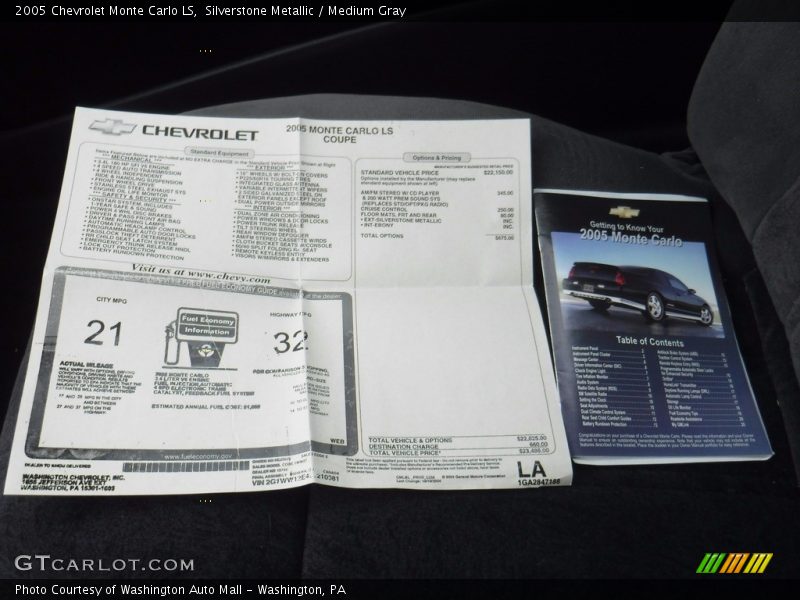 Silverstone Metallic / Medium Gray 2005 Chevrolet Monte Carlo LS