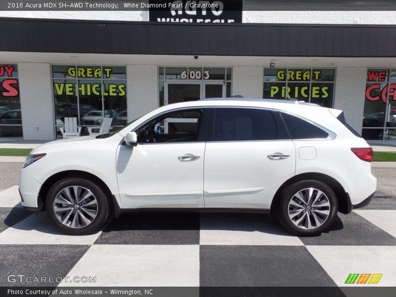 White Diamond Pearl / Graystone 2016 Acura MDX SH-AWD Technology