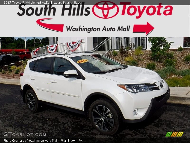 Blizzard Pearl / Black 2015 Toyota RAV4 Limited AWD