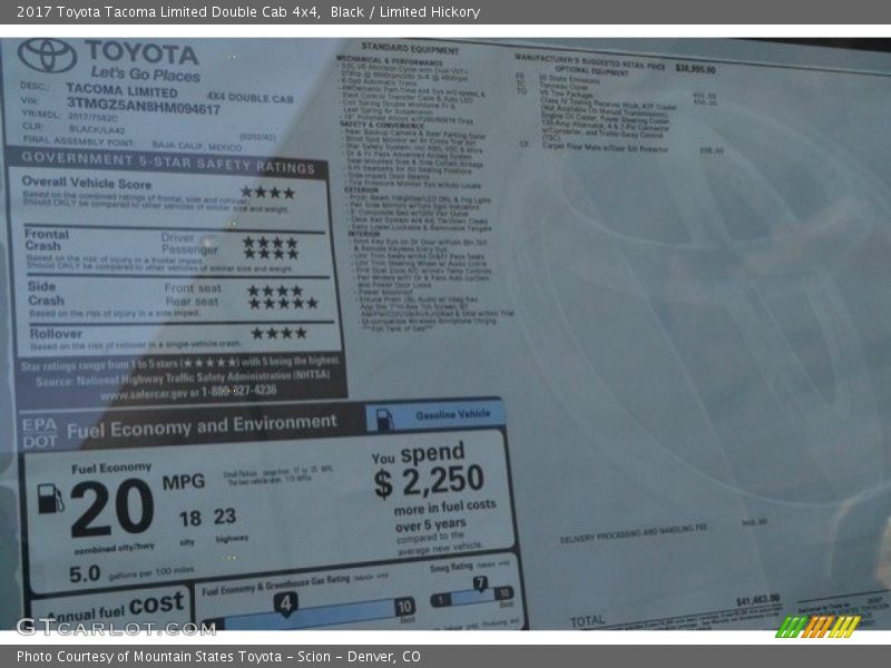 Black / Limited Hickory 2017 Toyota Tacoma Limited Double Cab 4x4