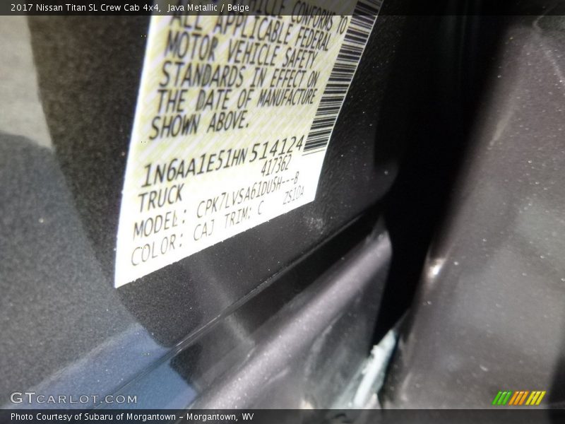 Java Metallic / Beige 2017 Nissan Titan SL Crew Cab 4x4