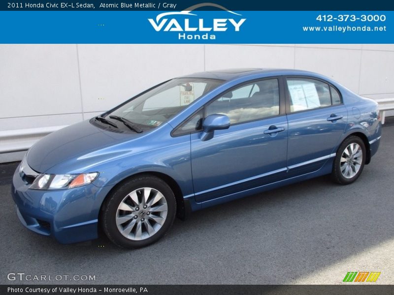 Atomic Blue Metallic / Gray 2011 Honda Civic EX-L Sedan