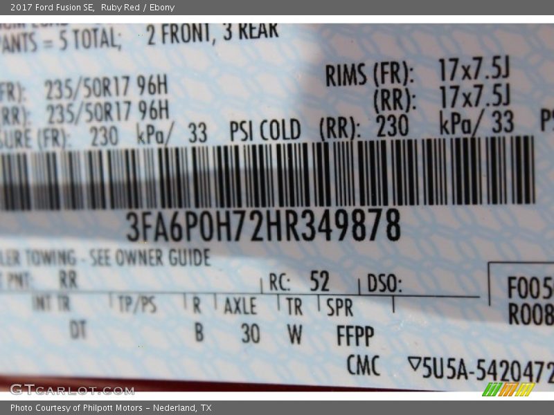 Ruby Red / Ebony 2017 Ford Fusion SE