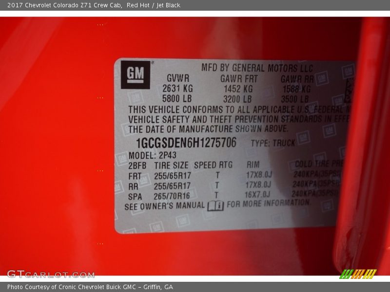 Red Hot / Jet Black 2017 Chevrolet Colorado Z71 Crew Cab