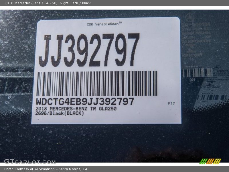 Night Black / Black 2018 Mercedes-Benz GLA 250
