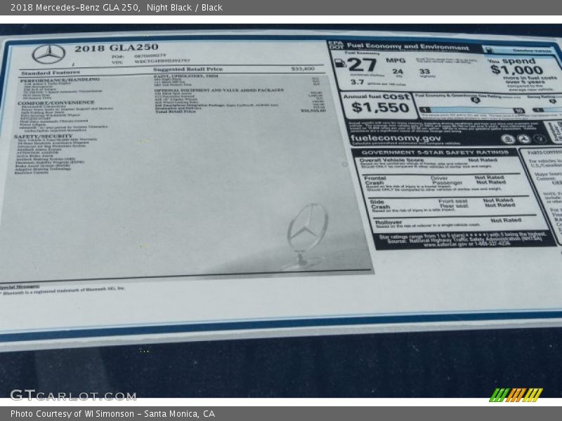 Night Black / Black 2018 Mercedes-Benz GLA 250