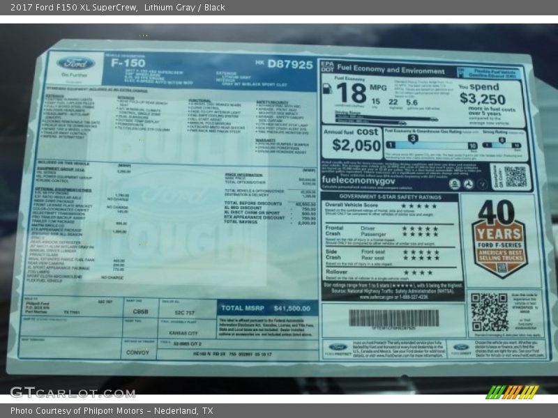 Lithium Gray / Black 2017 Ford F150 XL SuperCrew