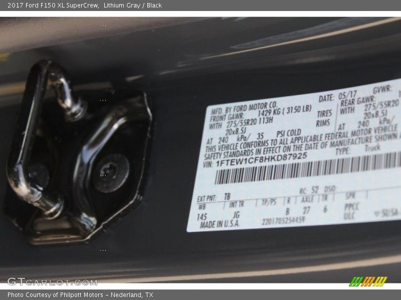 Lithium Gray / Black 2017 Ford F150 XL SuperCrew