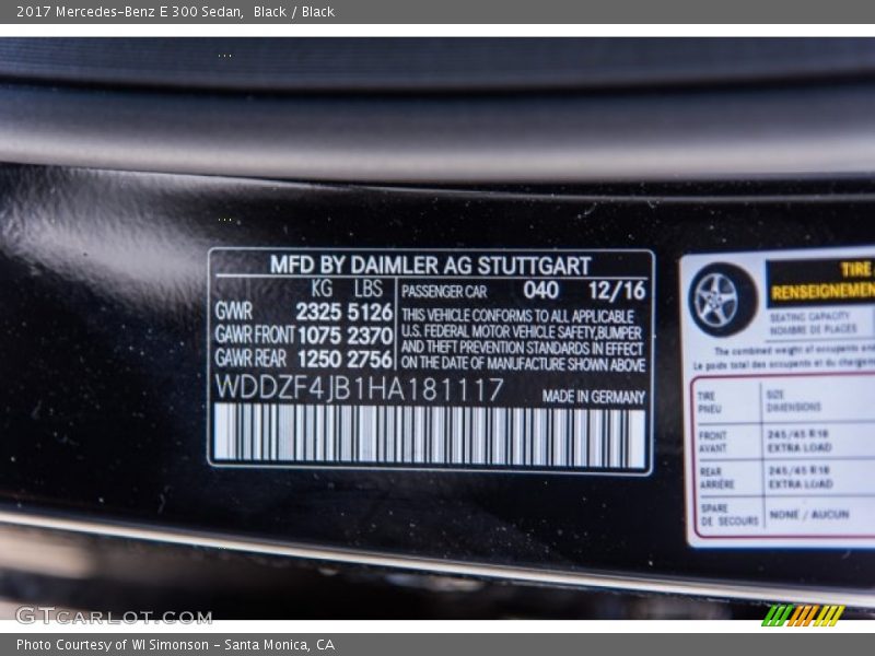 Black / Black 2017 Mercedes-Benz E 300 Sedan