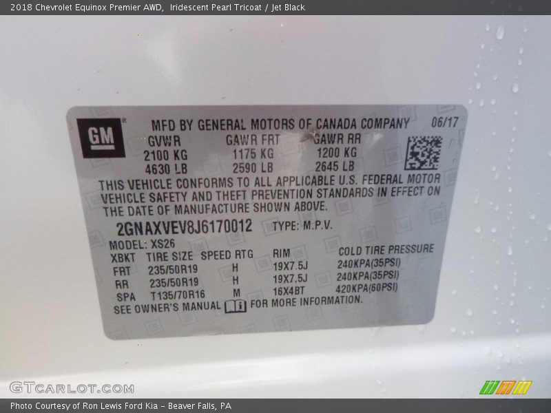 Iridescent Pearl Tricoat / Jet Black 2018 Chevrolet Equinox Premier AWD