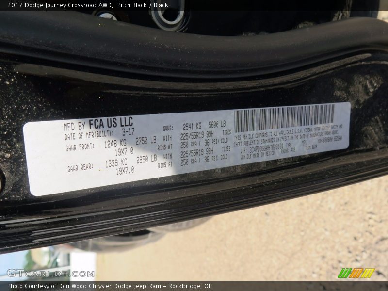 Pitch Black / Black 2017 Dodge Journey Crossroad AWD