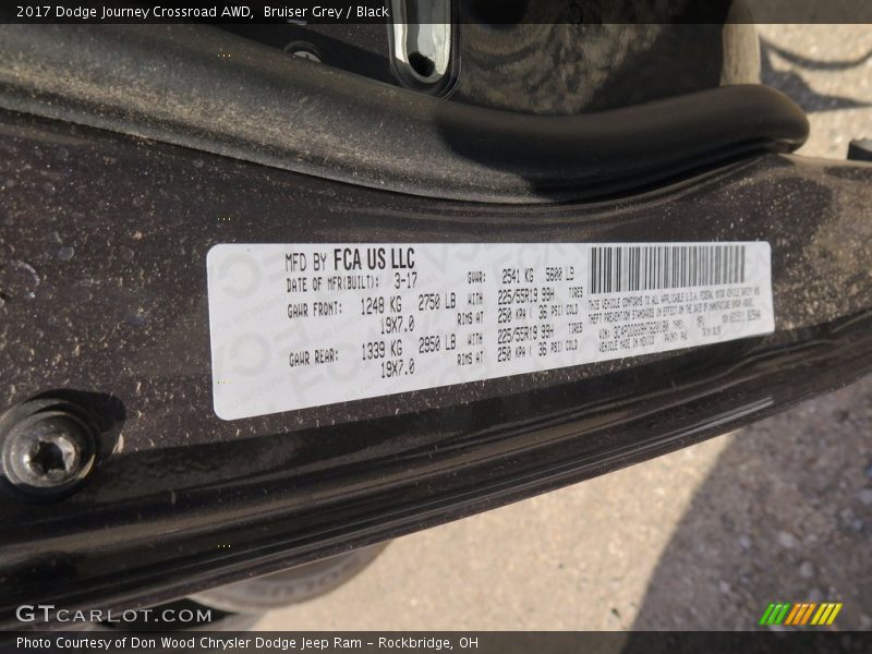 Bruiser Grey / Black 2017 Dodge Journey Crossroad AWD