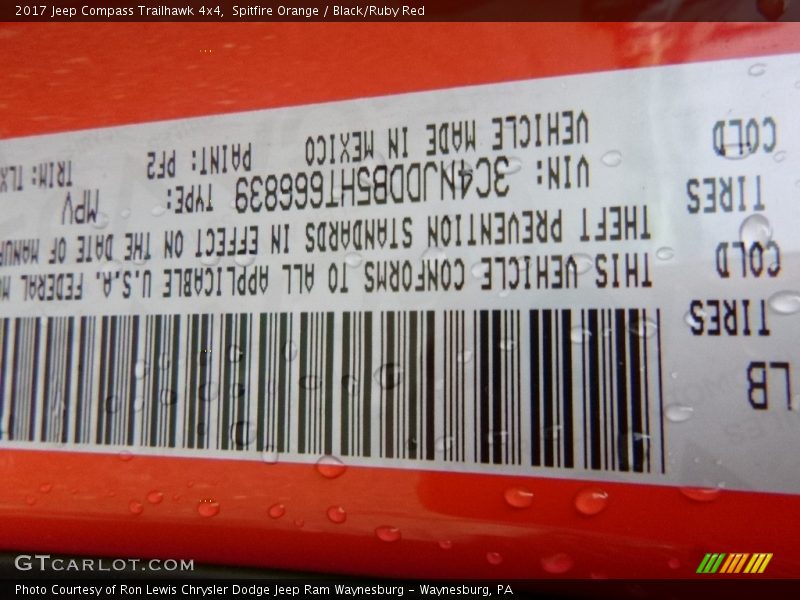 Spitfire Orange / Black/Ruby Red 2017 Jeep Compass Trailhawk 4x4