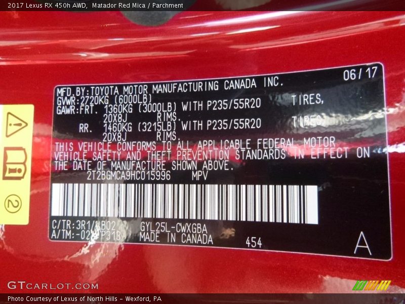 Matador Red Mica / Parchment 2017 Lexus RX 450h AWD