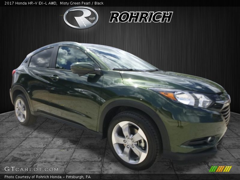 Misty Green Pearl / Black 2017 Honda HR-V EX-L AWD