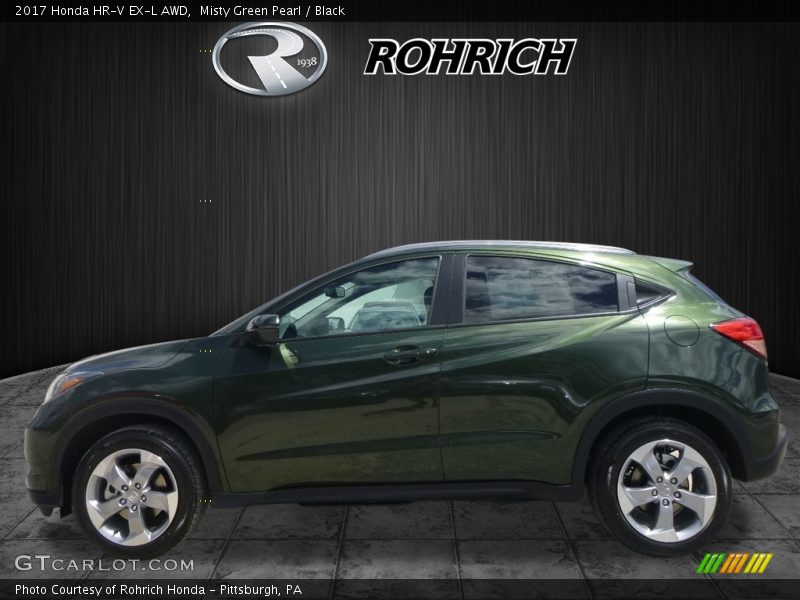 Misty Green Pearl / Black 2017 Honda HR-V EX-L AWD