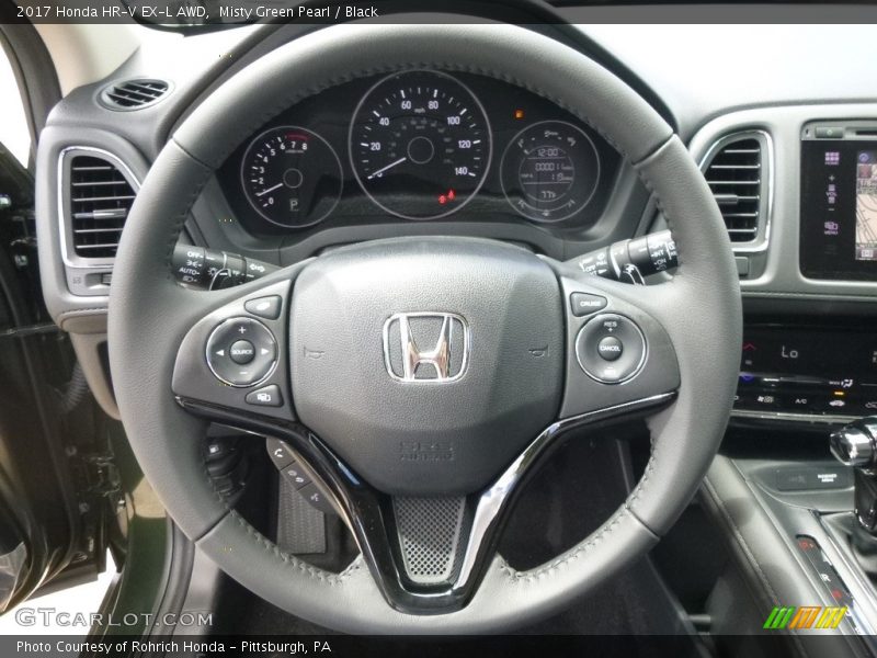 Misty Green Pearl / Black 2017 Honda HR-V EX-L AWD