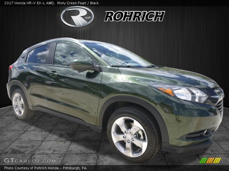 Misty Green Pearl / Black 2017 Honda HR-V EX-L AWD