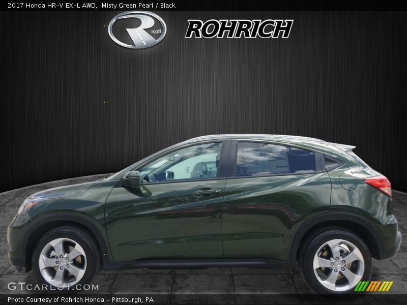 Misty Green Pearl / Black 2017 Honda HR-V EX-L AWD