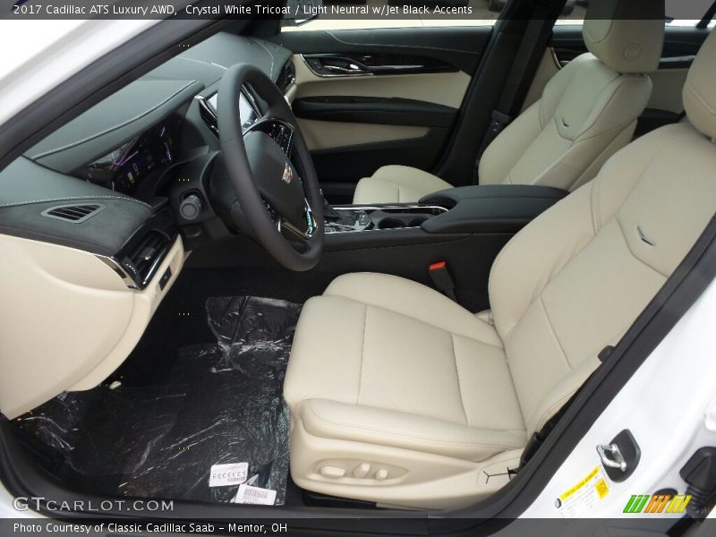 Crystal White Tricoat / Light Neutral w/Jet Black Accents 2017 Cadillac ATS Luxury AWD