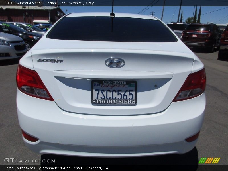 Century White / Gray 2016 Hyundai Accent SE Sedan