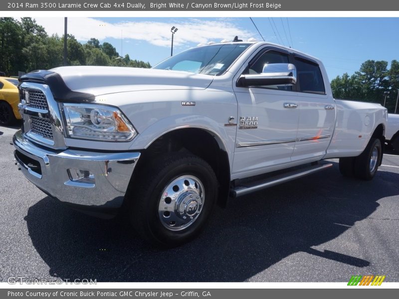 Bright White / Canyon Brown/Light Frost Beige 2014 Ram 3500 Laramie Crew Cab 4x4 Dually
