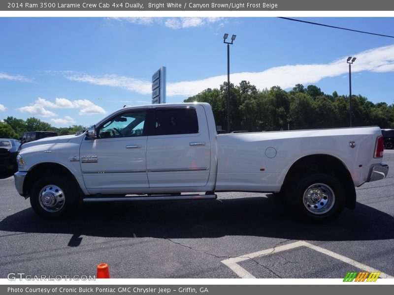 Bright White / Canyon Brown/Light Frost Beige 2014 Ram 3500 Laramie Crew Cab 4x4 Dually