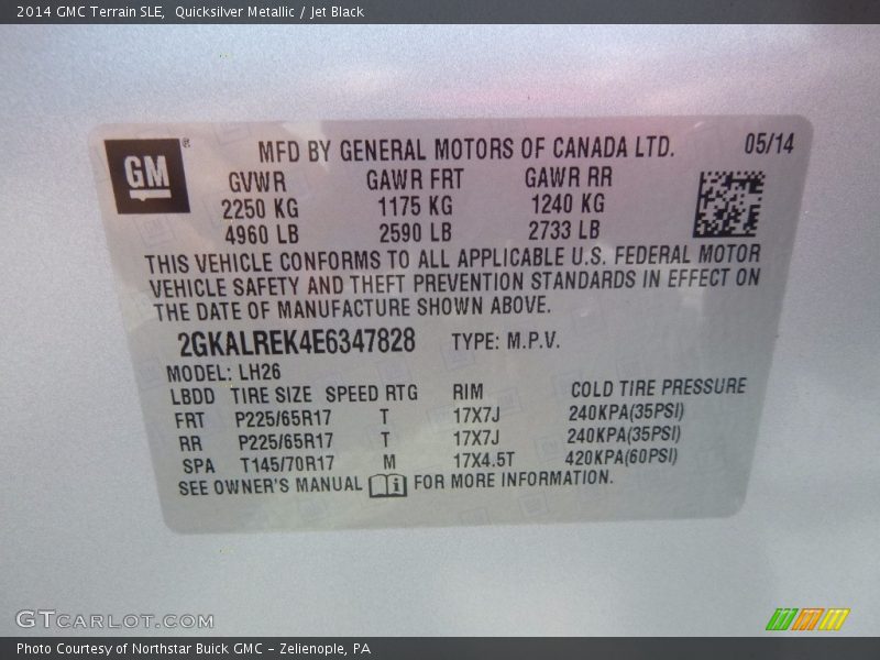 Quicksilver Metallic / Jet Black 2014 GMC Terrain SLE