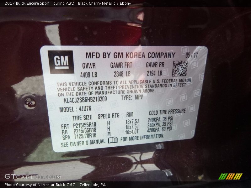 Black Cherry Metallic / Ebony 2017 Buick Encore Sport Touring AWD
