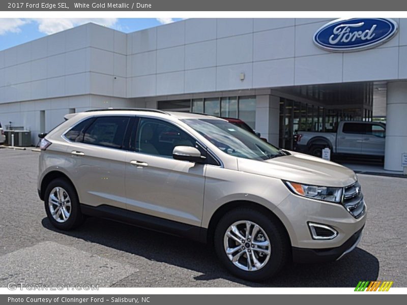 White Gold Metallic / Dune 2017 Ford Edge SEL