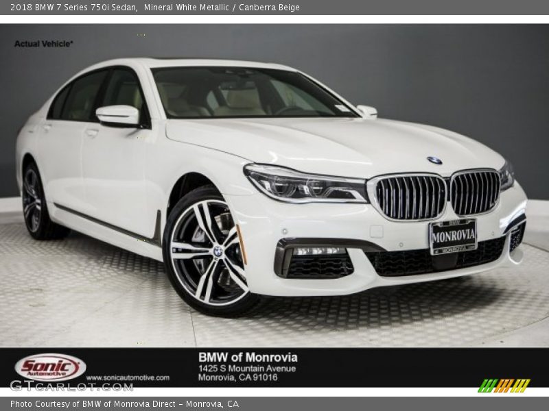 Mineral White Metallic / Canberra Beige 2018 BMW 7 Series 750i Sedan