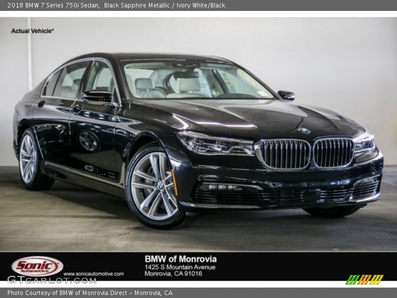 Black Sapphire Metallic / Ivory White/Black 2018 BMW 7 Series 750i Sedan