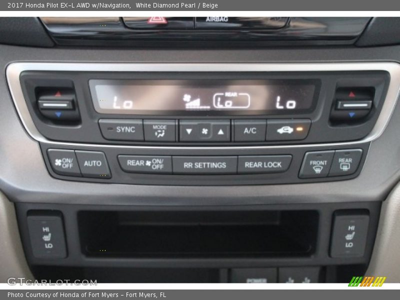 White Diamond Pearl / Beige 2017 Honda Pilot EX-L AWD w/Navigation