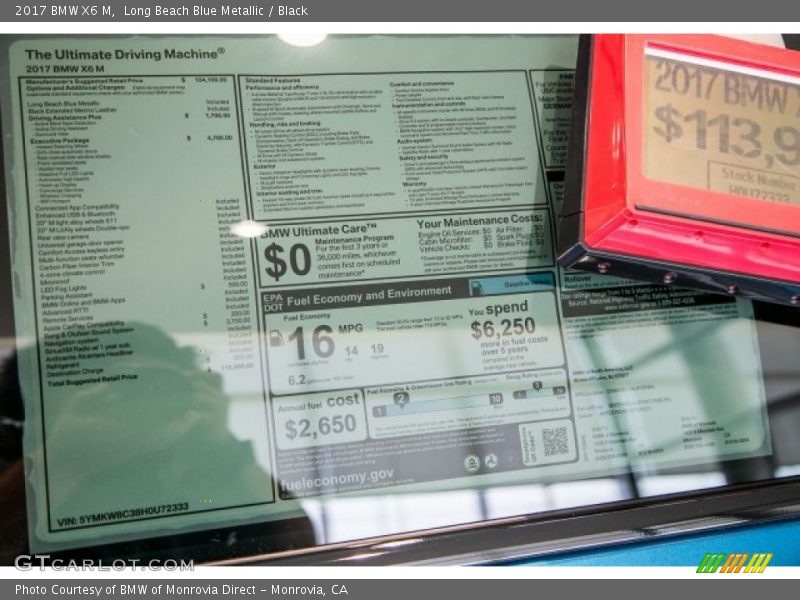  2017 X6 M  Window Sticker