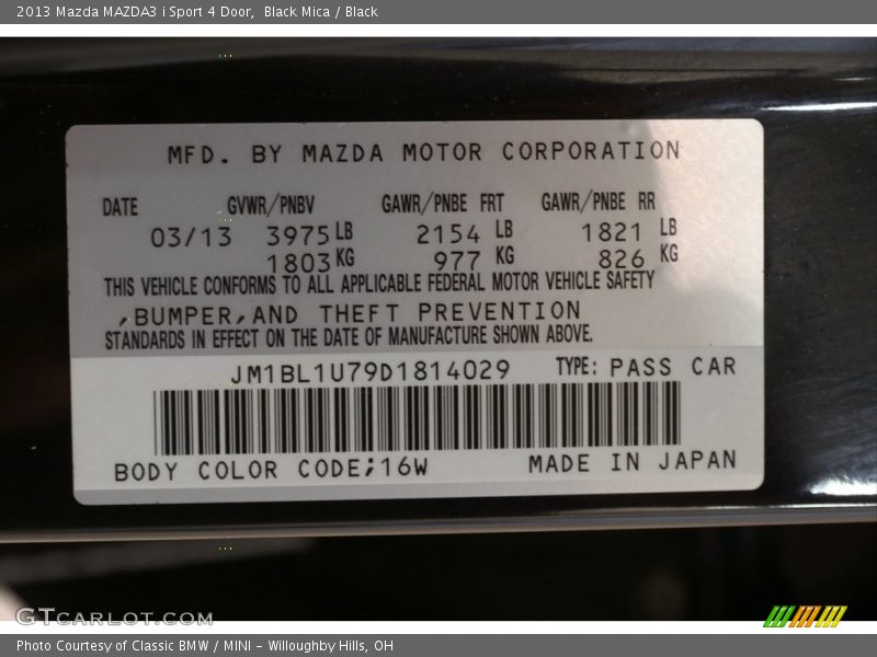 Black Mica / Black 2013 Mazda MAZDA3 i Sport 4 Door